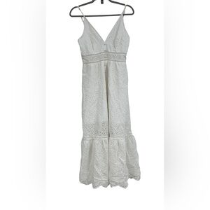 Simplee White Eyelet Lace Maxi Dress Size Large Boho Cottagecore Summer